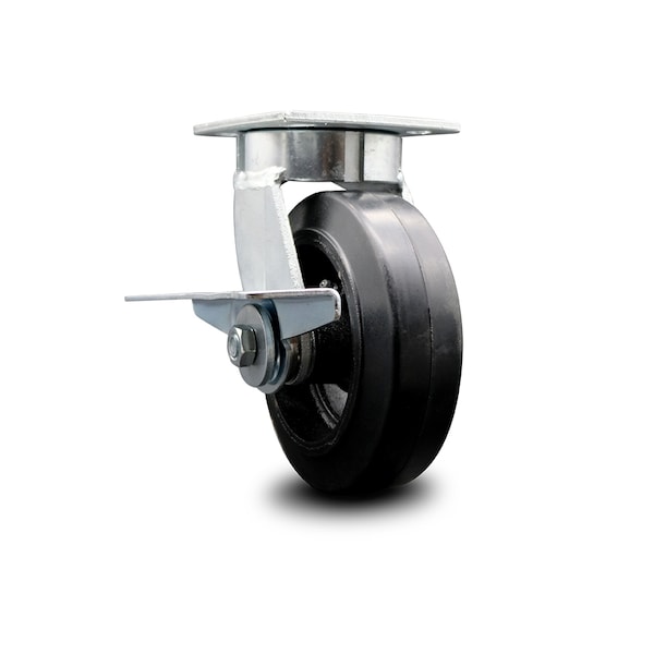 6 Inch Kingpinless Rubber on Steel Wheel Swivel Caster with Brake